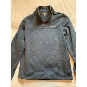 Eddie Bauer Mens L Blue Quarter 1/4 Pullover Sweater